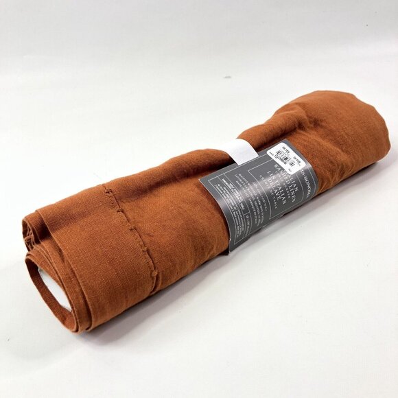 Williams Sonoma Italian Washed Linen Table Runner 18x108 Pumpkin Burnt Orange - Picture 9 of 9